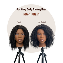 Load image into Gallery viewer, kinky curly training head - wet and dry test