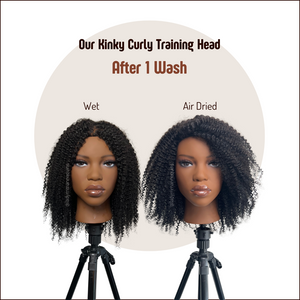 kinky curly training head - wet and dry test